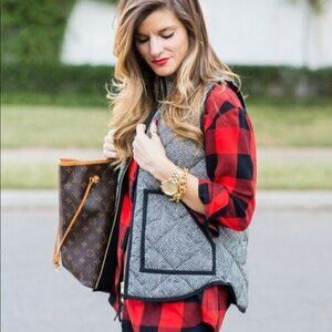 J.Crew Excursion Printed Quilted Puffer Full Zip Herringbone Vest